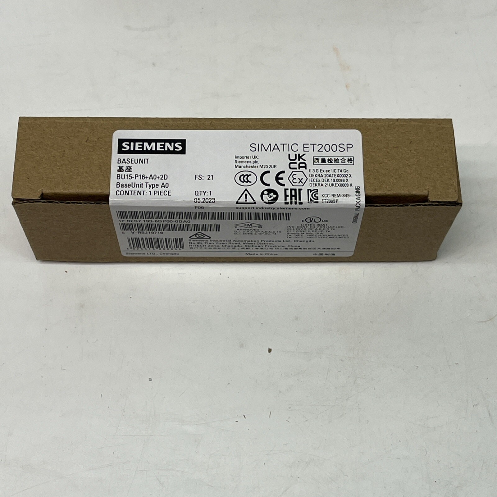 7pk Siemens 6ES7193-6BP00-0DA0 SIMATIC ET 200SP Base, BU Type A0, Factory Sealed