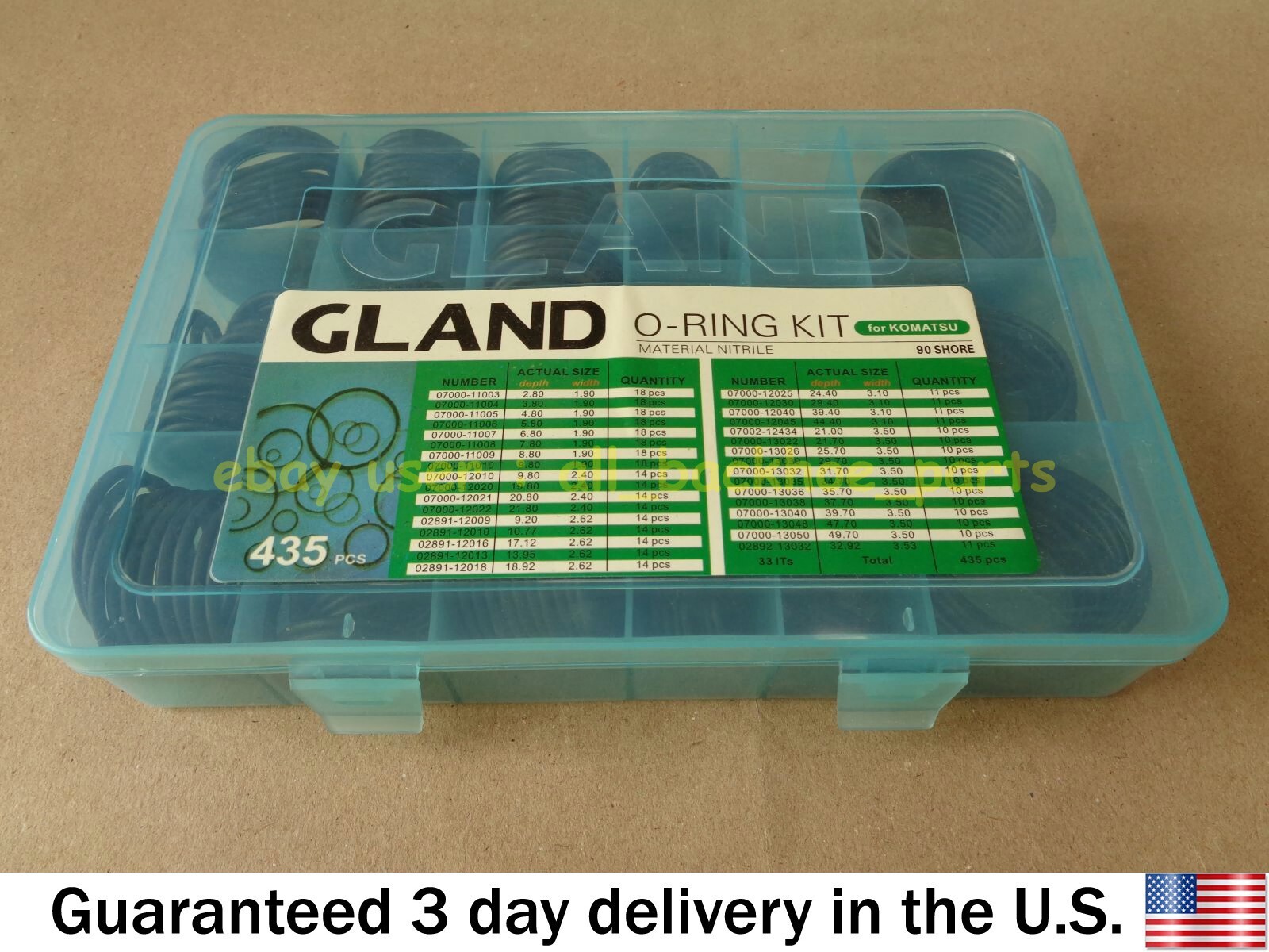 KOMATSU PARTS – GLANT MASTER O RING SEAL KIT, 435 PCS. NITRILE MATERIAL 90 SHORE