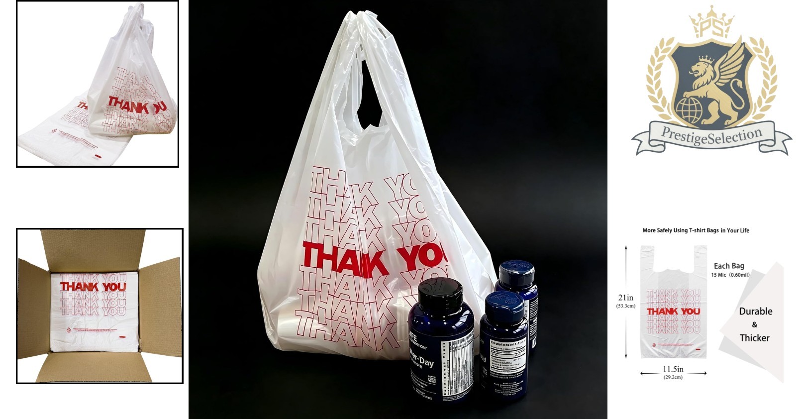 High-Quality 11.5″ x 6.25″ x 21″ Thank You Bags – 500 Count for Small Businesses