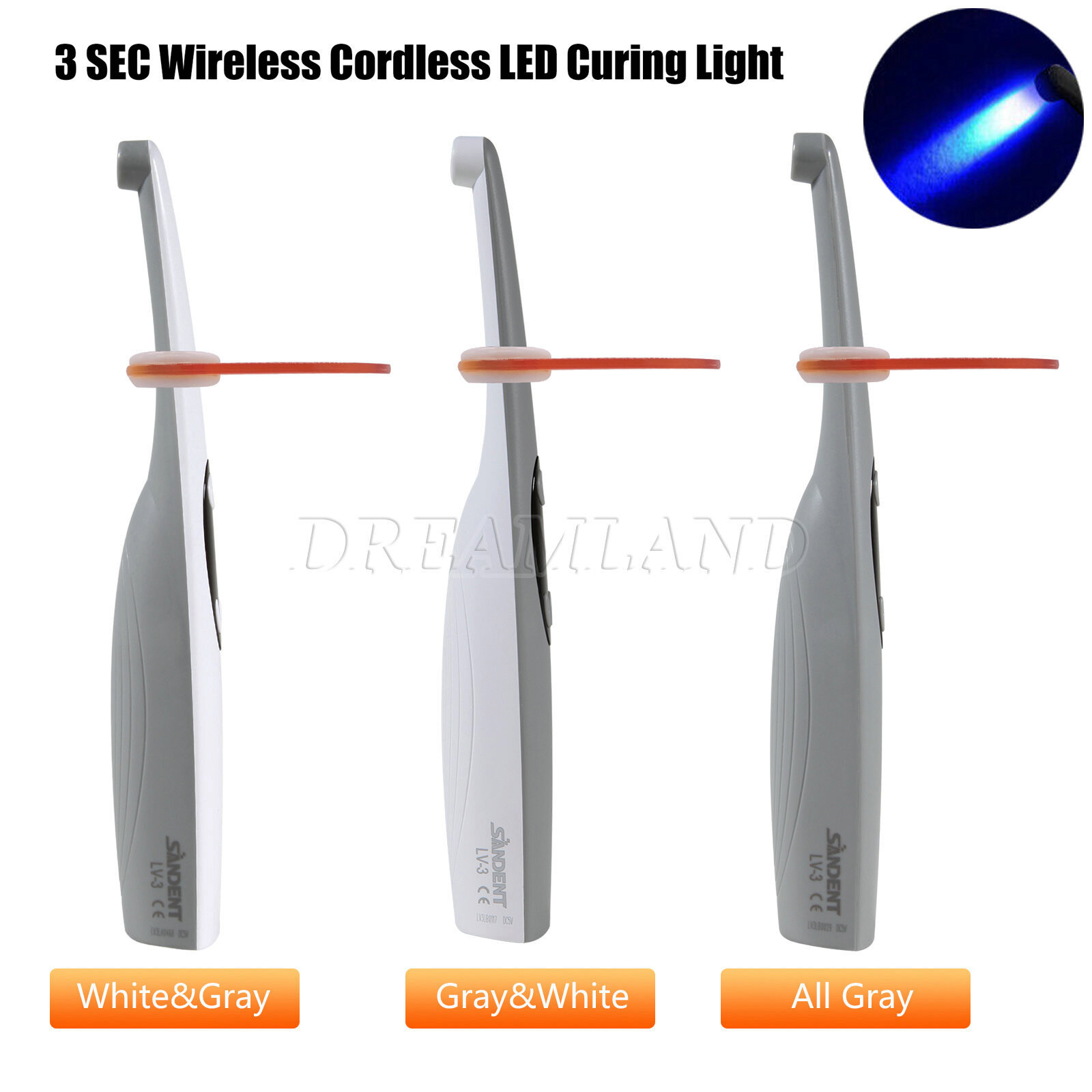 Dental Alto Voltaje LED Luz de Curado Lampara 3S Curing Light 3 Colors