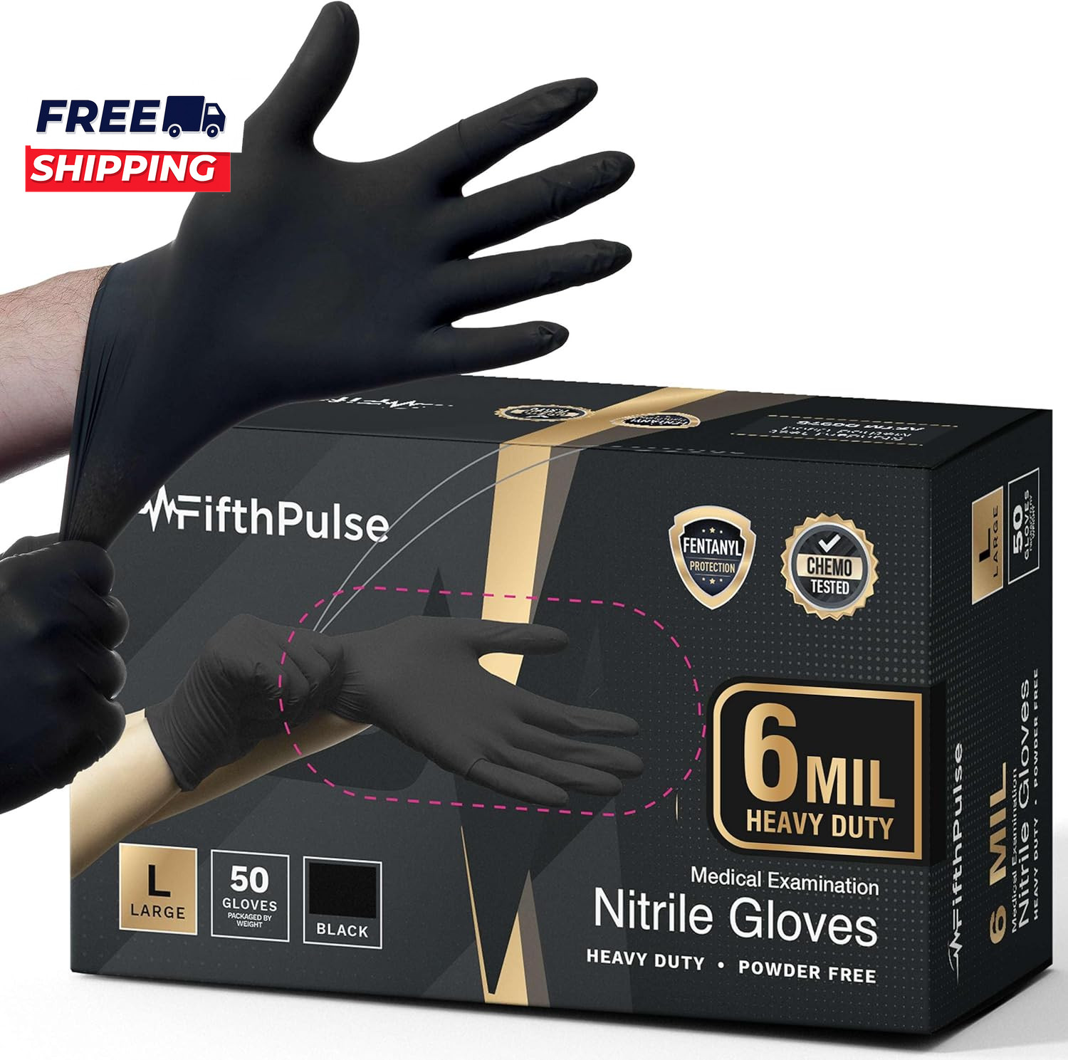 6 Mil Black Nitrile Gloves Heavy Duty Mechanic and Food Grade Glove