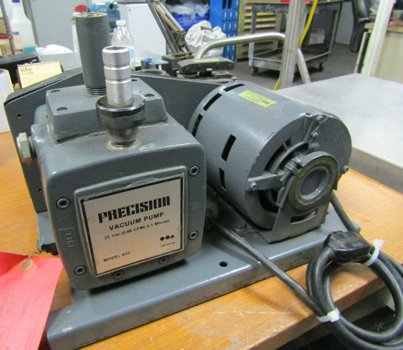 😎 PRECISION D25 BELT-DRIVEN VACUUM PUMP 1/3 HP 120 VAC 1725 RPM 0.9CU FT/MIN