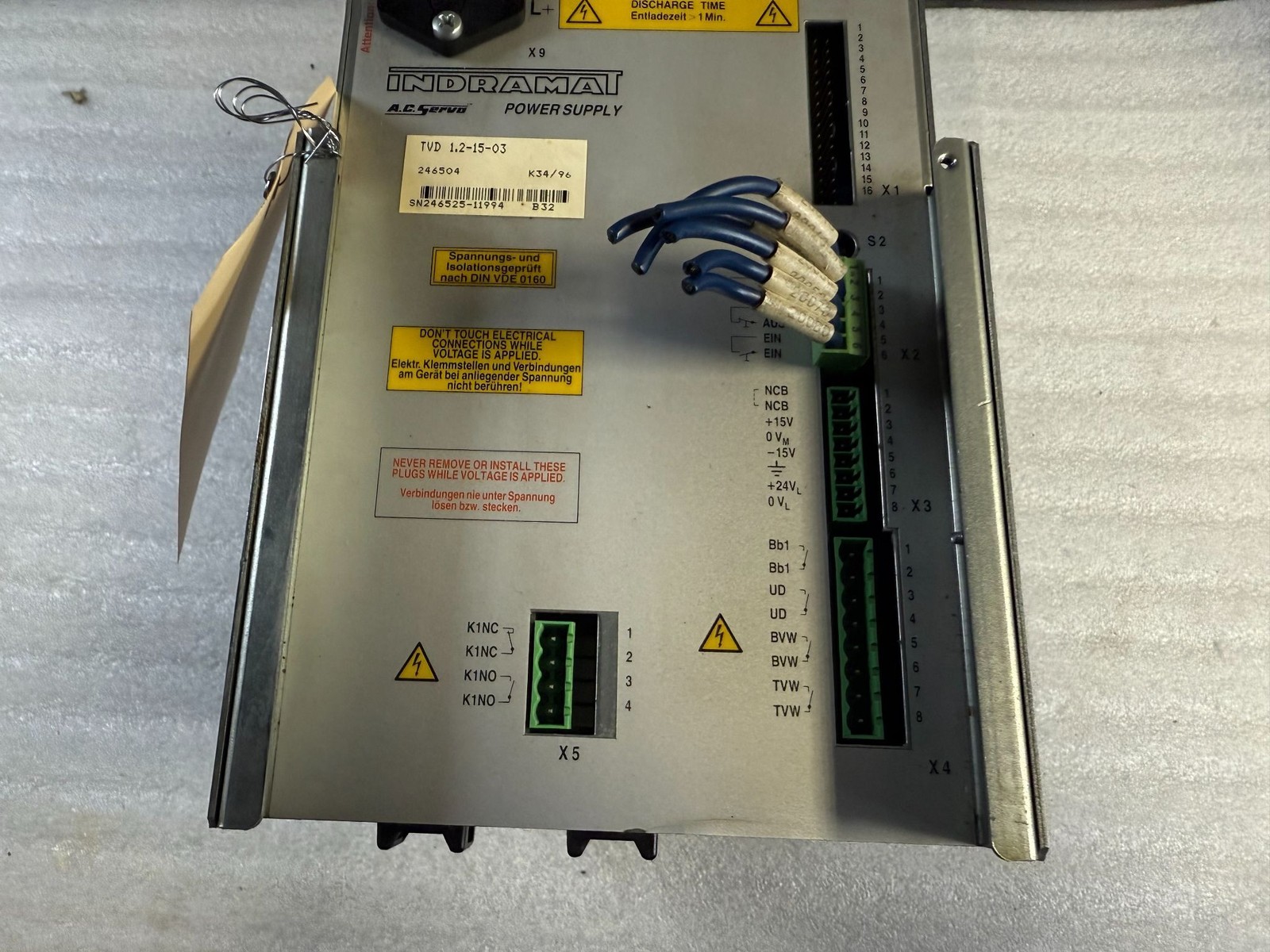 REXROTH INDRAMAT TVD 1.2‑15‑03 AC Servo Power Supply USED