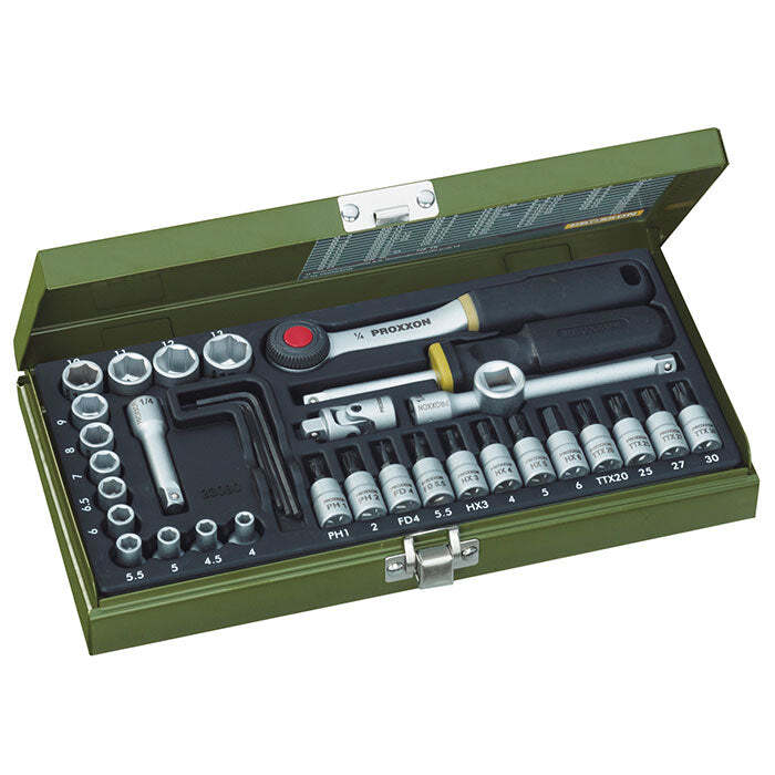 36-piece precision engineer’s set with 1/4″ ratchet