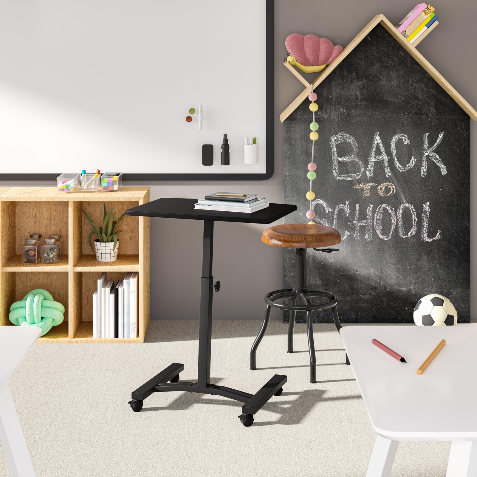 Seville Classics Airlift Mobile Height Adjustable Laptop Stand Computer