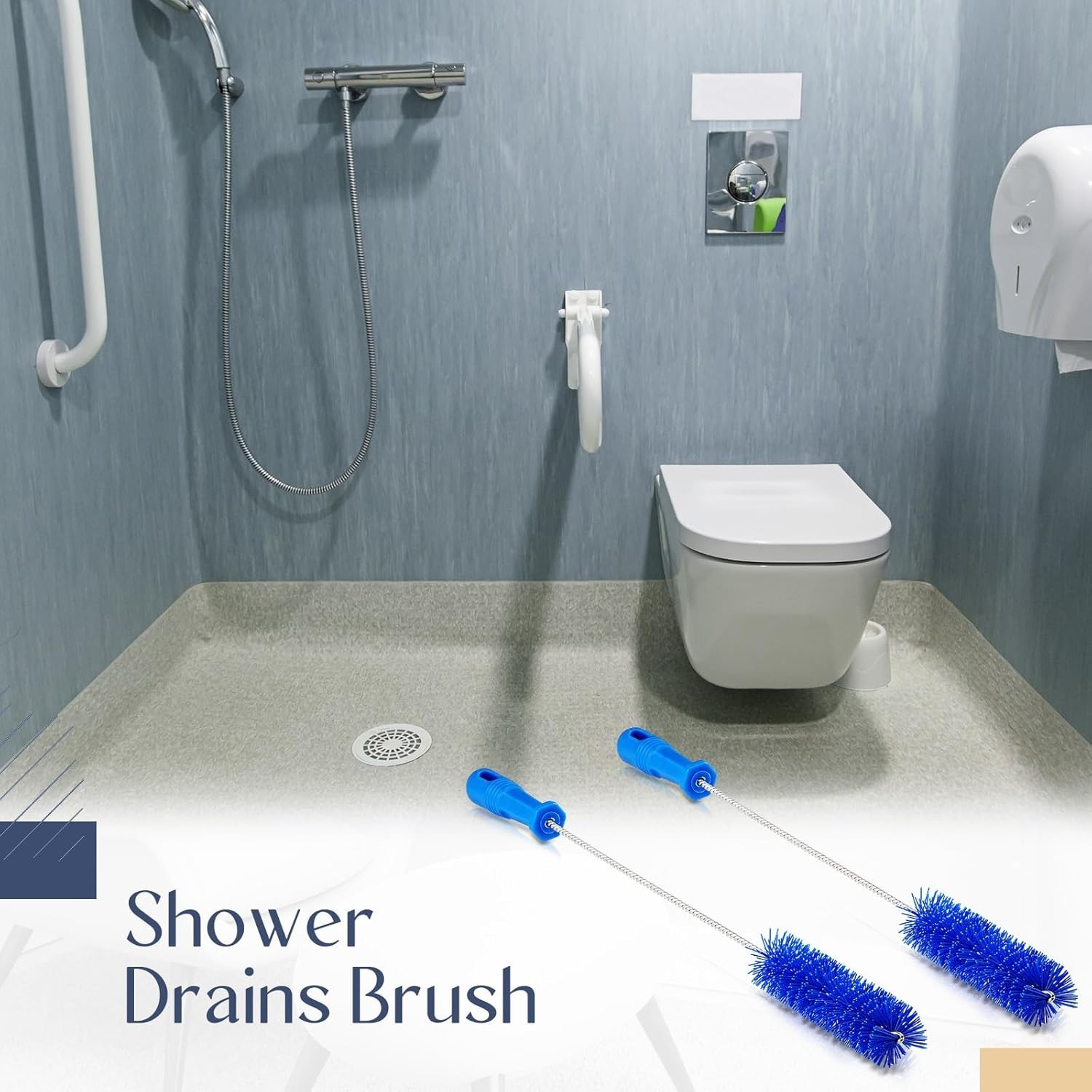 2 Pack Flexible Drain Brush Set – 19.7″ Pipe Cleaning Tool for Shower & Tub
