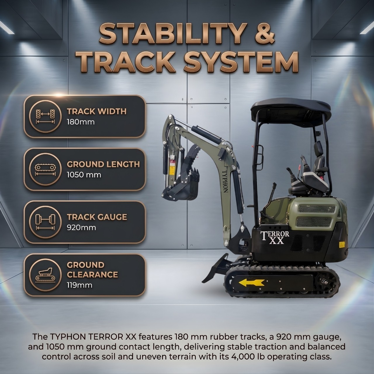 TYPHON TERROR XX 4000lbs Kubota D902 Mini Excavator Hydraulic Thumb Boom Swing