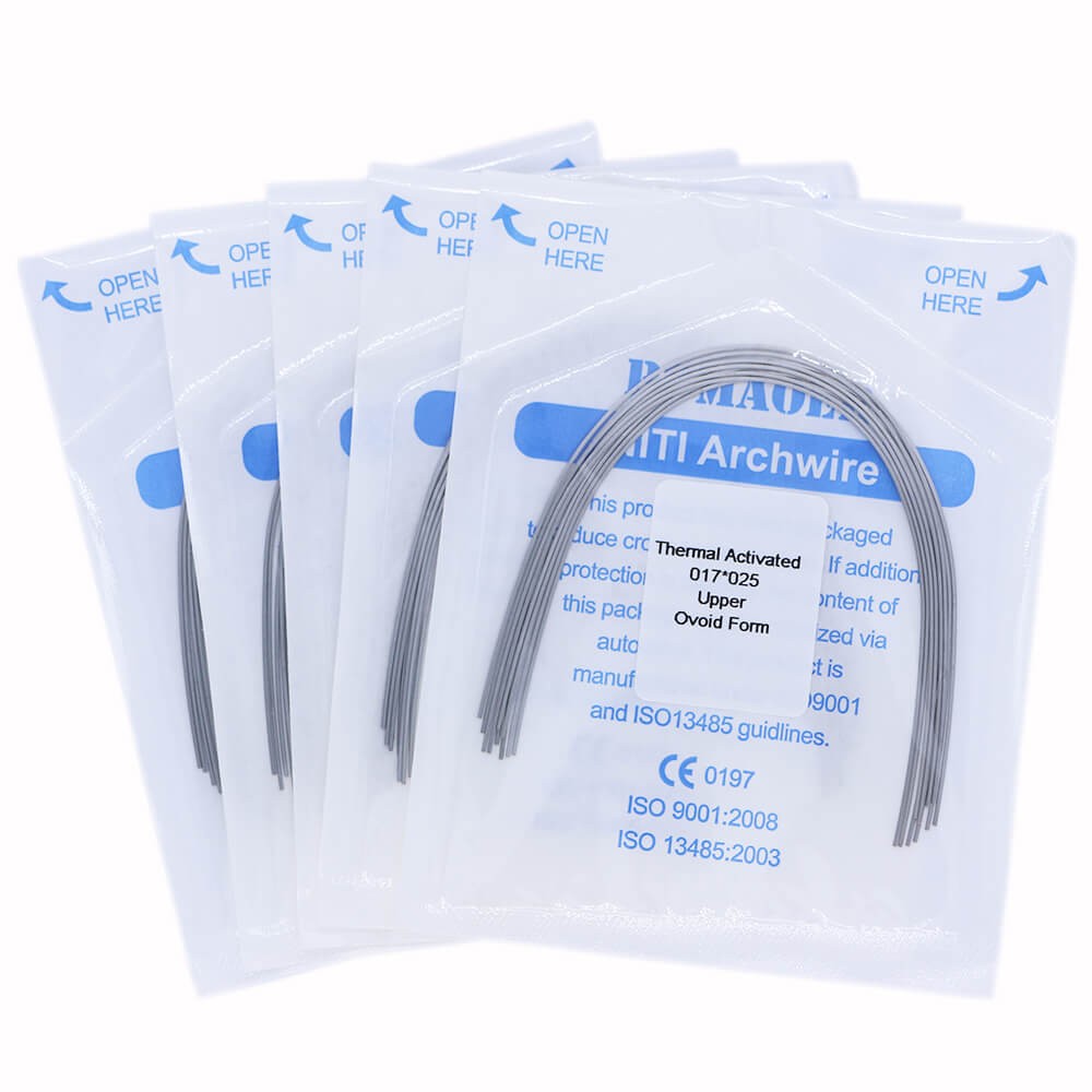 100×Dental Orthodontic Niti Thermal Activated Rectangular Arch Wires 17×25 Upper