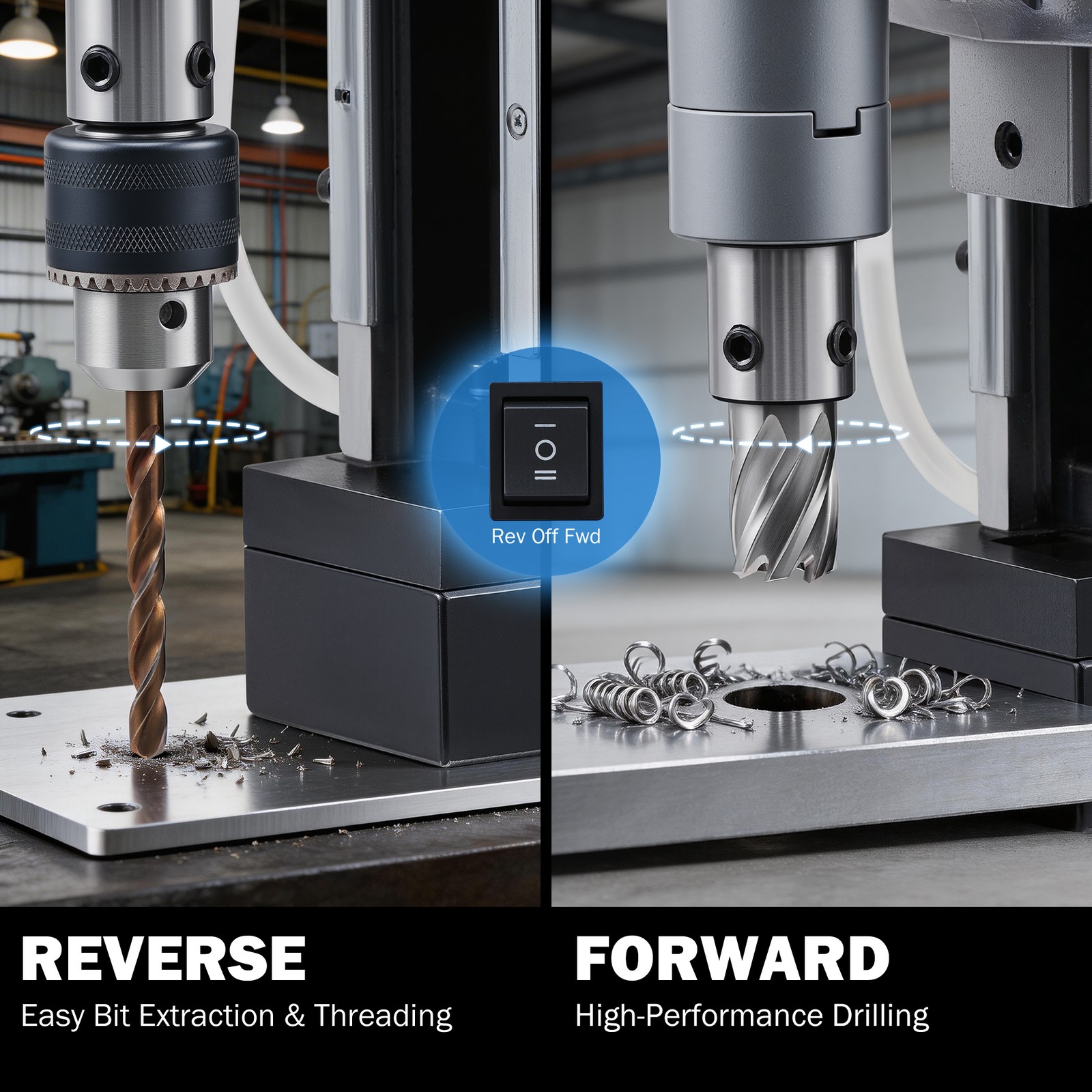 Electric Magnetic Drill Press Forward/Reverse Rotating Base Portable 1550W US