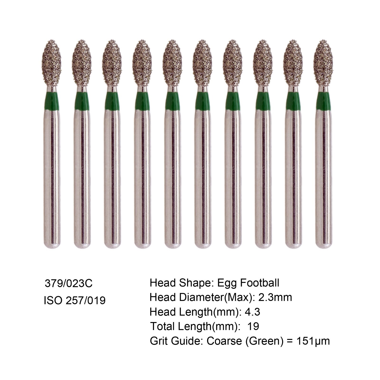Dental Diamond Burs FG 379/023C 379/023XF Egg Football for High Speed Handpiece