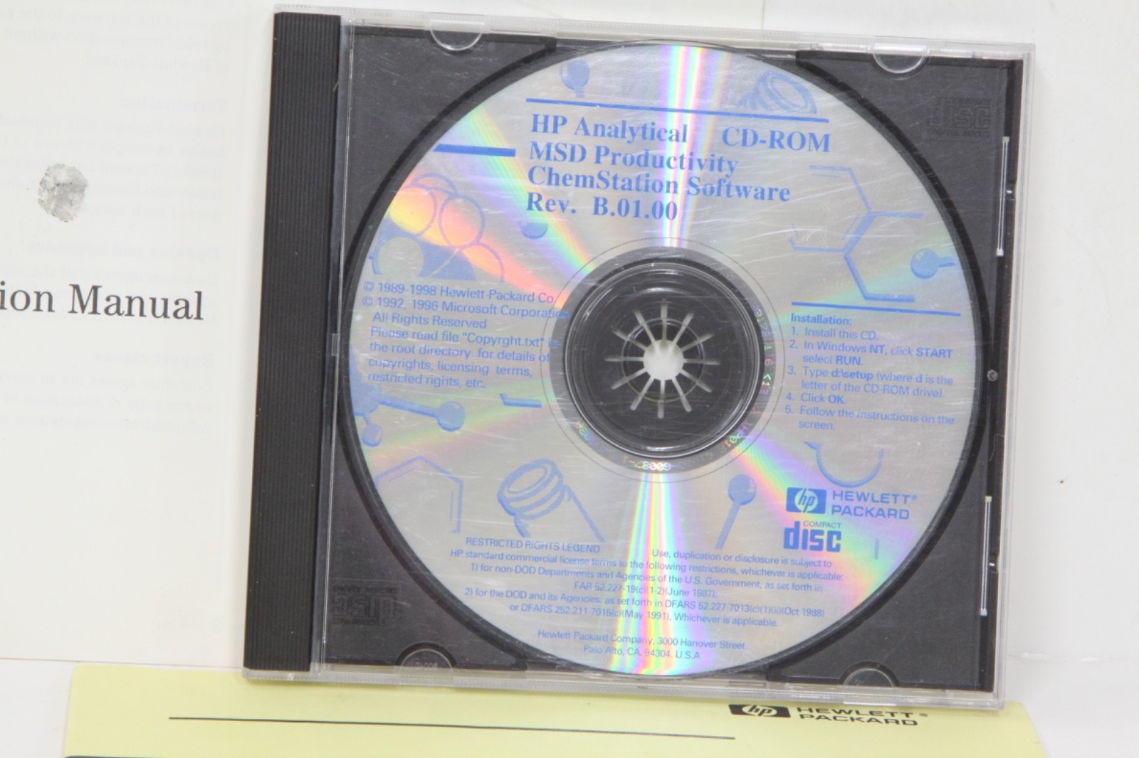 Agilent HP GC/MSD Productivity Chemstation Software G1701BA B.01.00 G1701-60051