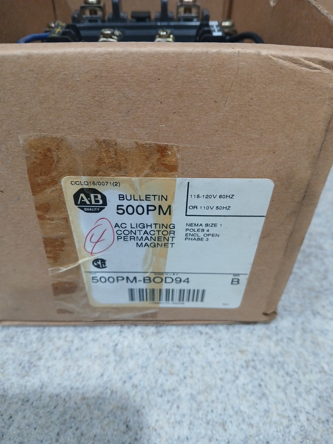 ALLEN BRADLEY ROCKWELL AUTOMATION BULLETIN 500PM CONTACTOR 500PM-BOD94 SERIES B
