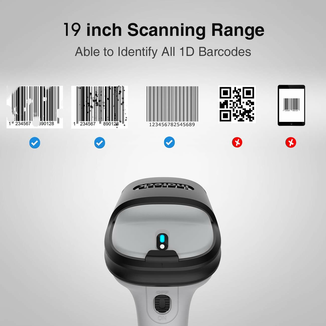 Inateck 1D Barcode Scanner Wireless Bluetooth Barcode Reader Scanner, BCST-70