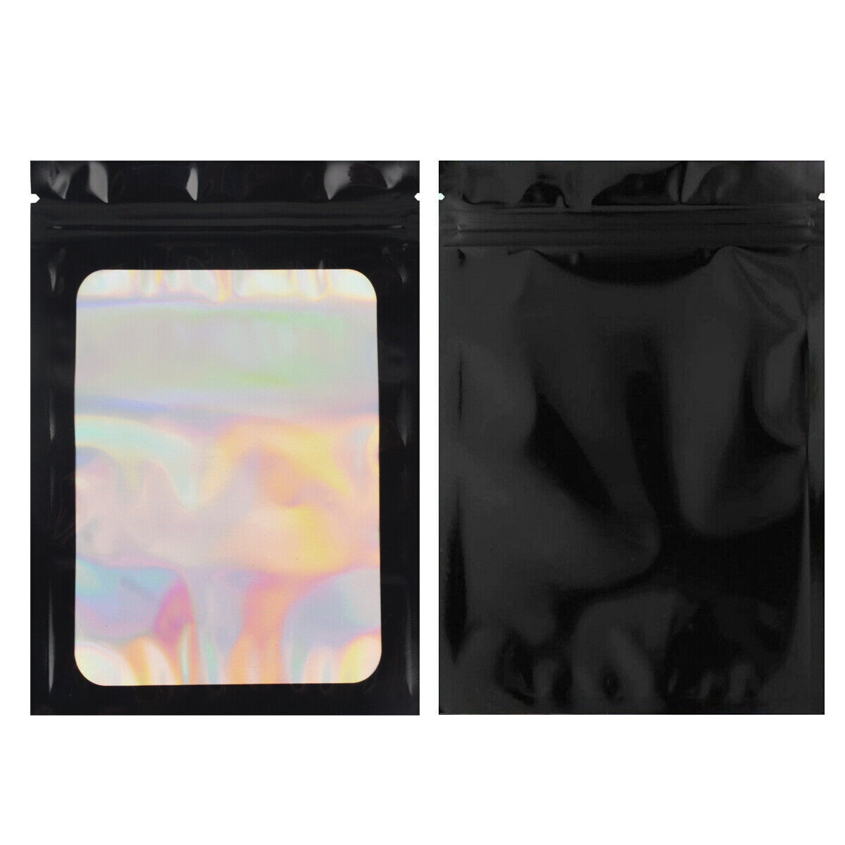 400 pcs Holographic Mylar Foil Bags Smell Proof Resealable Zip Lock Pouch Black