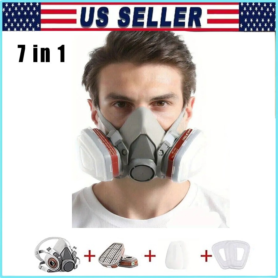 7in1 Half Face Gas Mask 6200 Respirator Safety Protect Painters Respirator