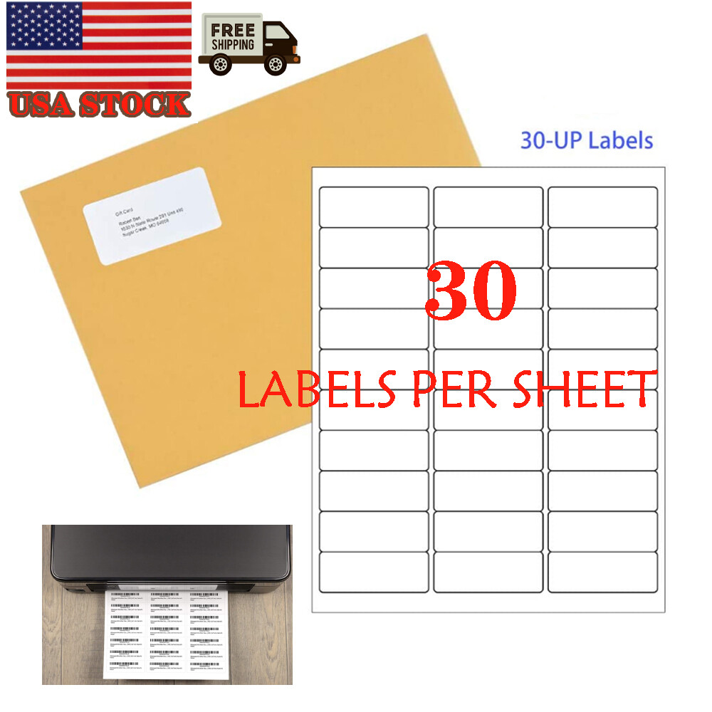 6000 Count Premium Shipping Mailing Labels 1″x2-5/8″ Adhesive 30 Per Sheet 30-UP