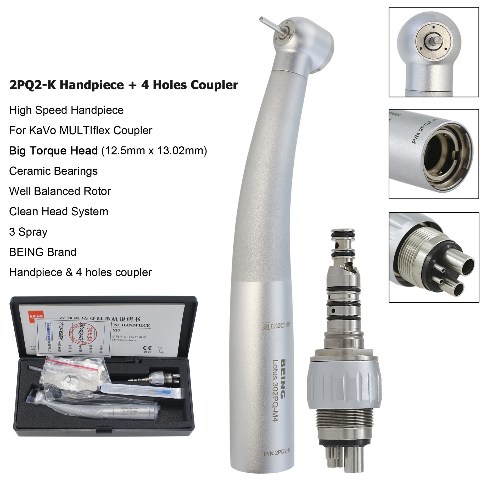 COXO Dental High Speed Handpiece Fiber Optic For KaVo MULTIflex Coupler 4 6 Hole
