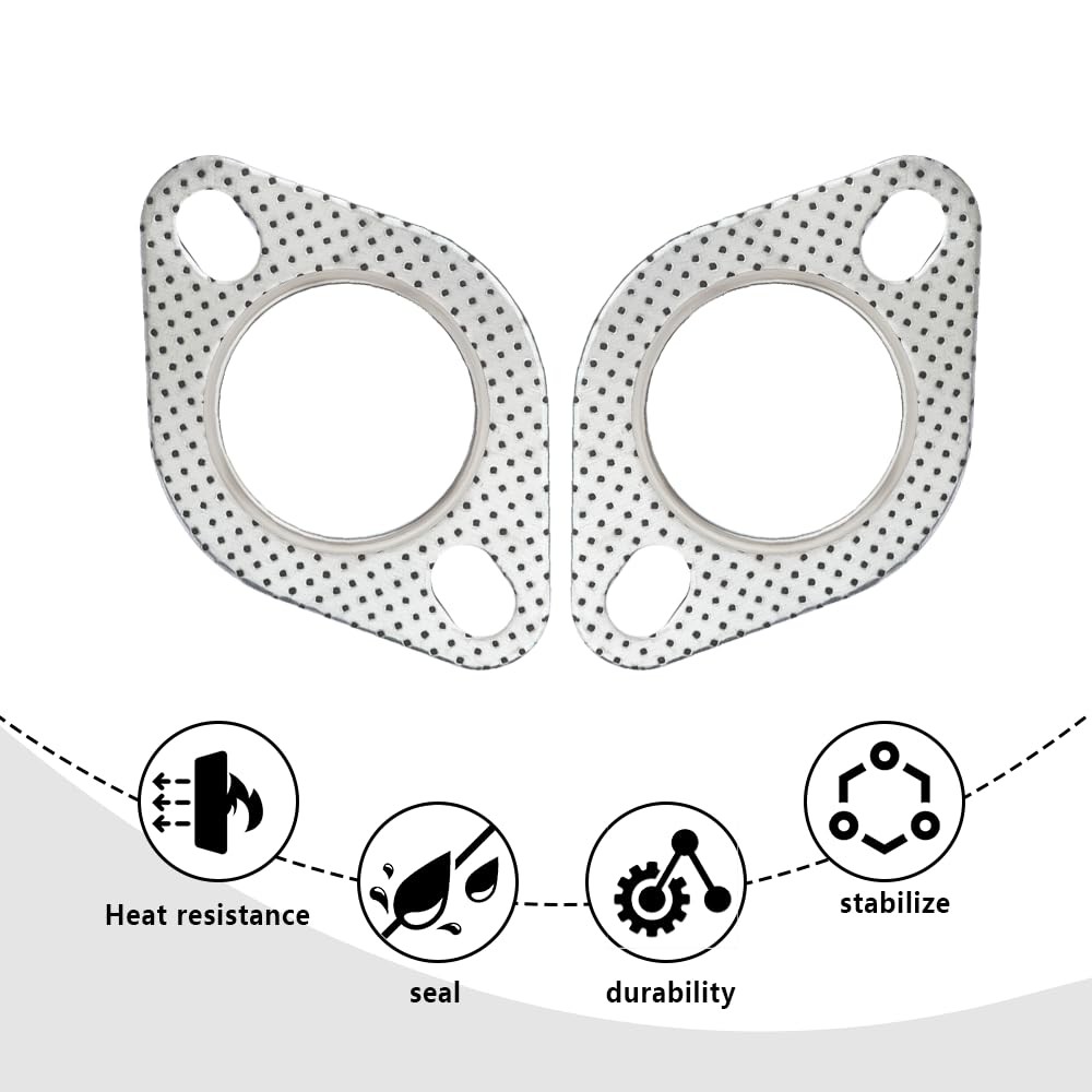 2PCS Car Exhaust Gasket,2.25″ 2-Bolt Exhaust Flange Gasket Car 2.25inch