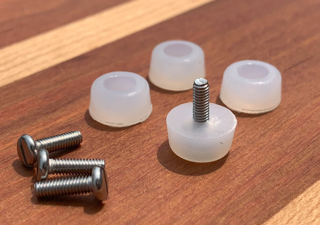 Extra Small 3/8″ DIA Rubber Bumpers with Stainless Steel Screws (Black or Clear)