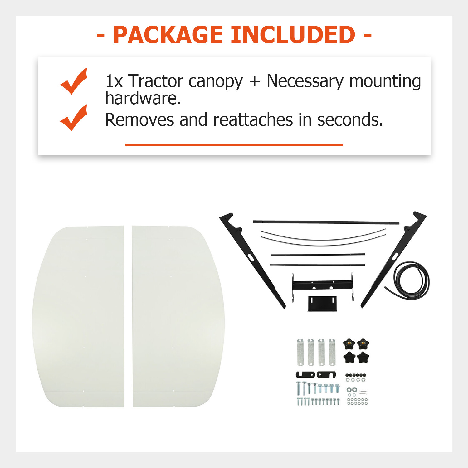 Tuff Top Tractor & Mower Canopy 48″ X 52″ For 2″ x 2″ or 2″ x 3″ ROPS -White