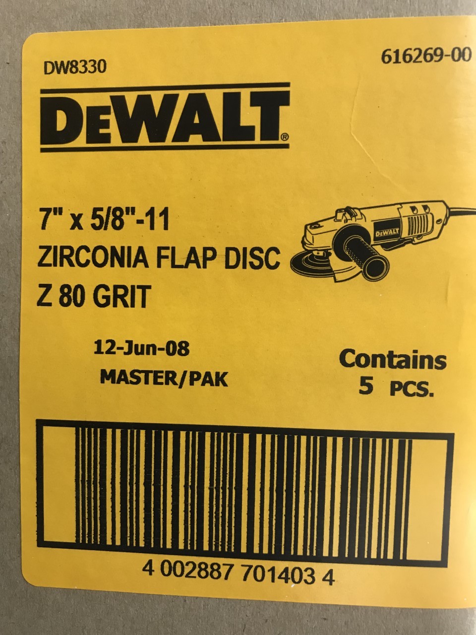 (5 Pack) DeWalt DW8330 7″ x 5/8″ -11 Zirconia Z80 Grit Flap Discs