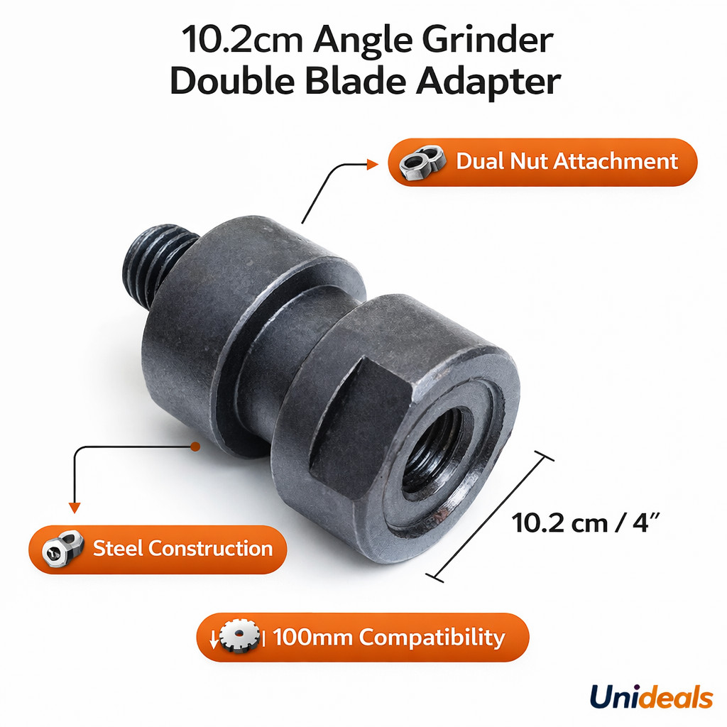 10.2cm Angle Grinder Double Blade Adapter For Diamond Marble Blades, Nut