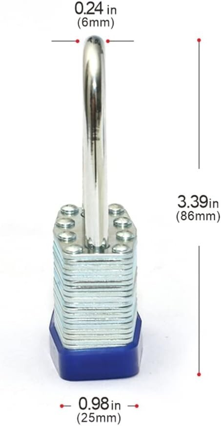 2 pcs 40mm 1-9/16 in Laminated Pad Locks Keyed the Same Alike Long Shackle