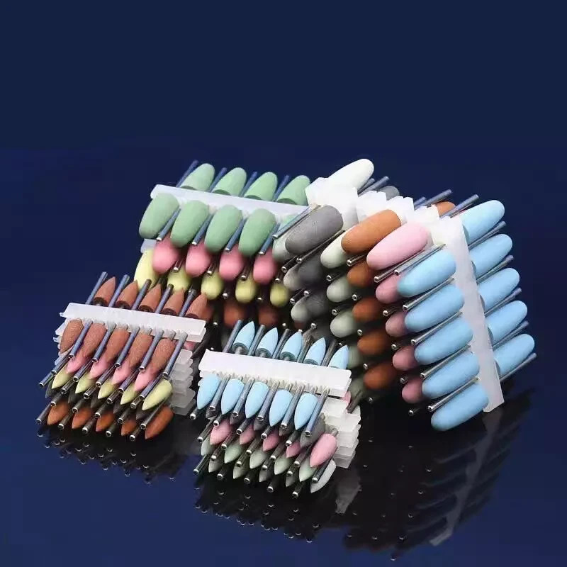 50 Pcs Dental Lab Silicone Rubber Polishers Diamond Polishing Burs Shank 2.35mm
