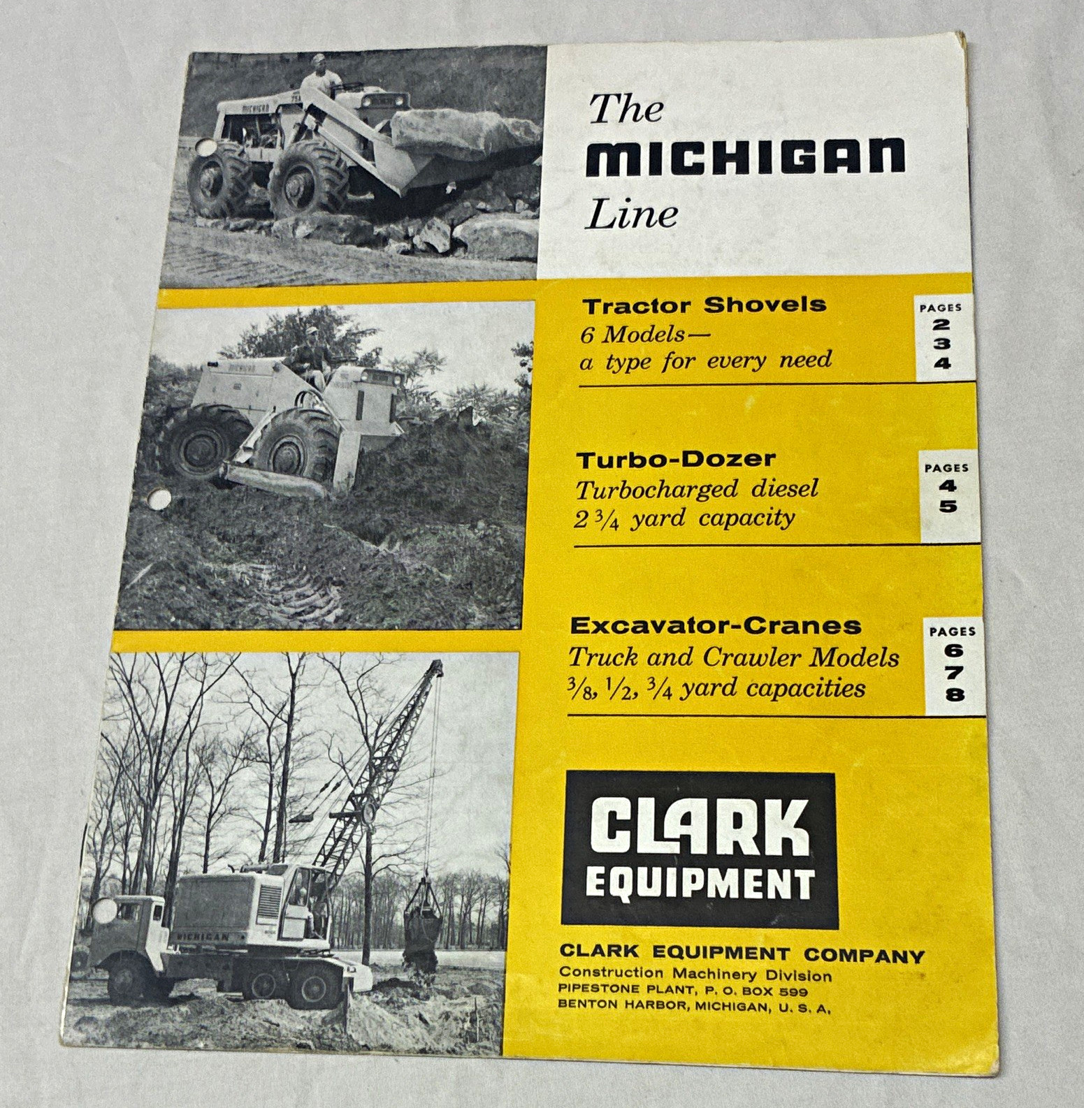 Clark Equipment The Michigan Line Heavy Equipment Brochure Bulletin 109A 1955