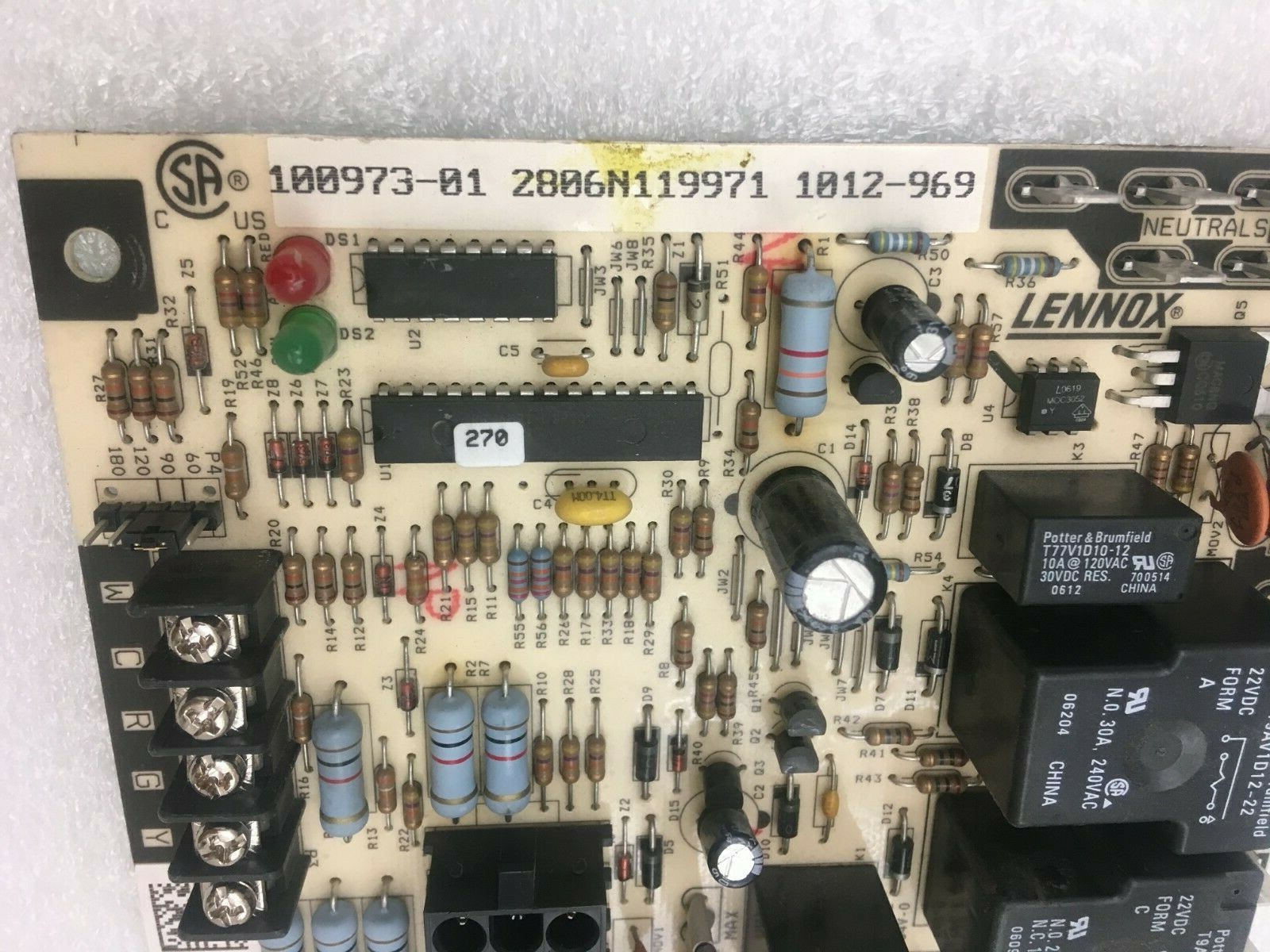 LENNOX 100973-01 Furnace Control Circuit Board 1012-969 used P564