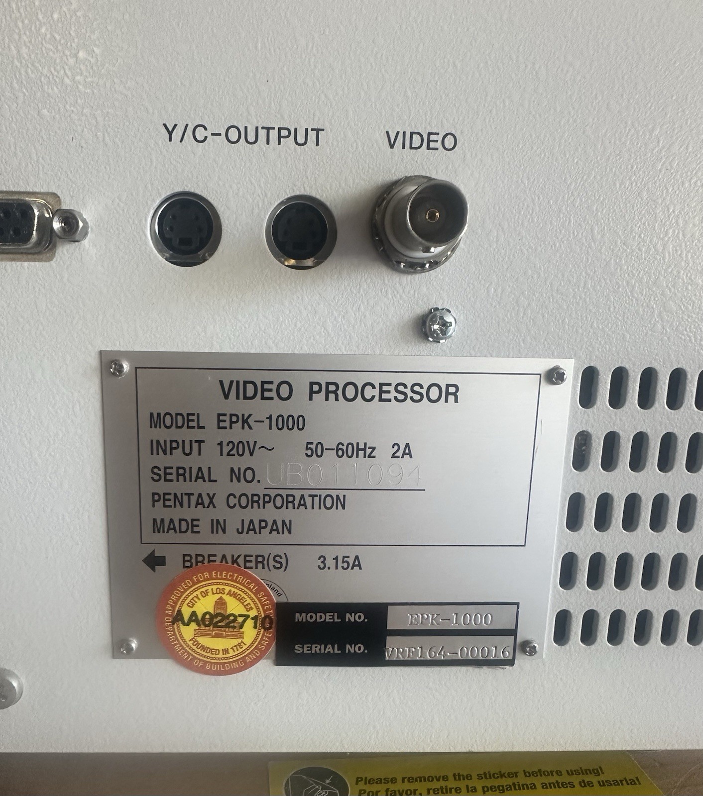 Pentax EPK-1000 Endoscope Video Processor UNTESTED