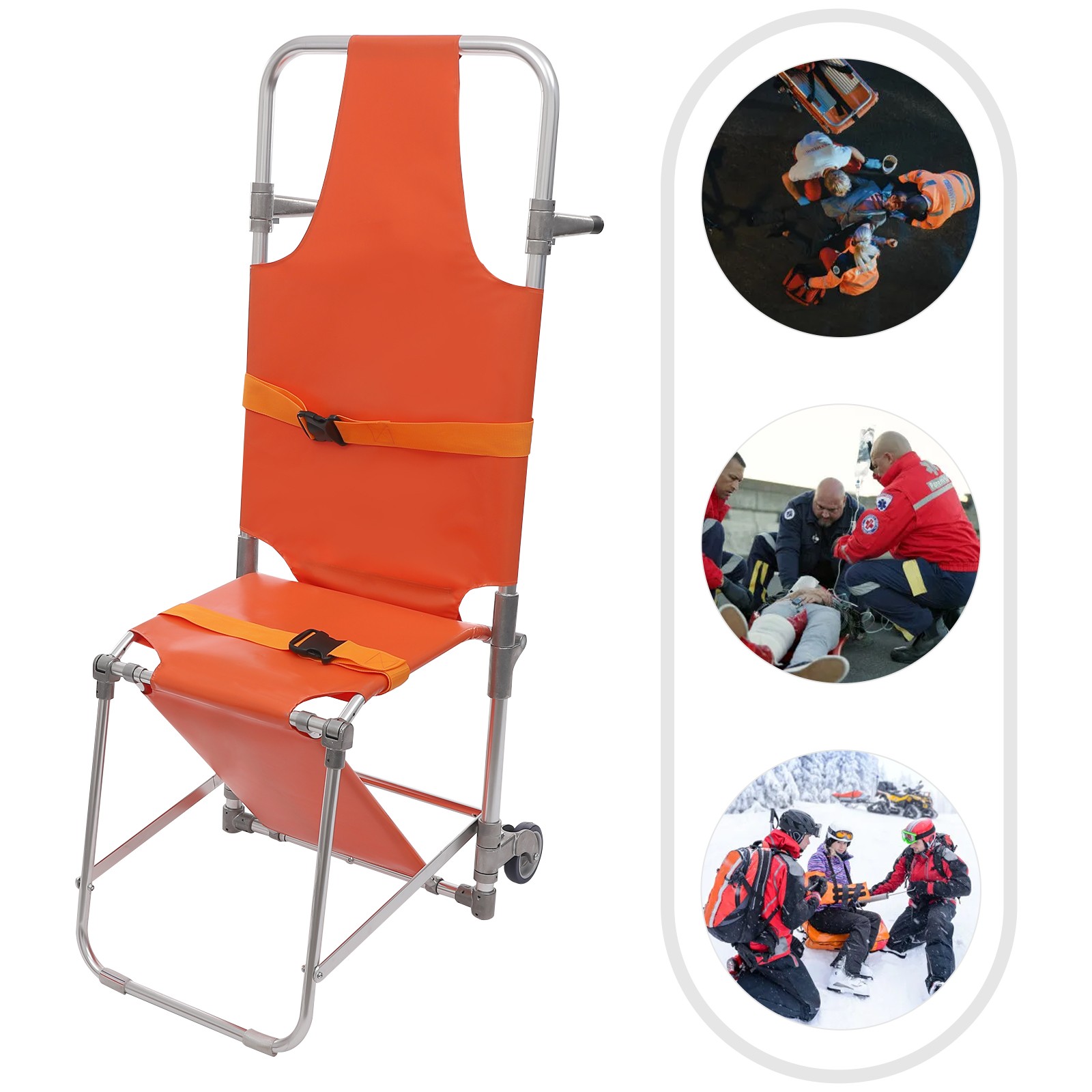Emergency Rescue Stair Stretcher Chair Foldable Chair Stretcher W/ 2 Wheels
