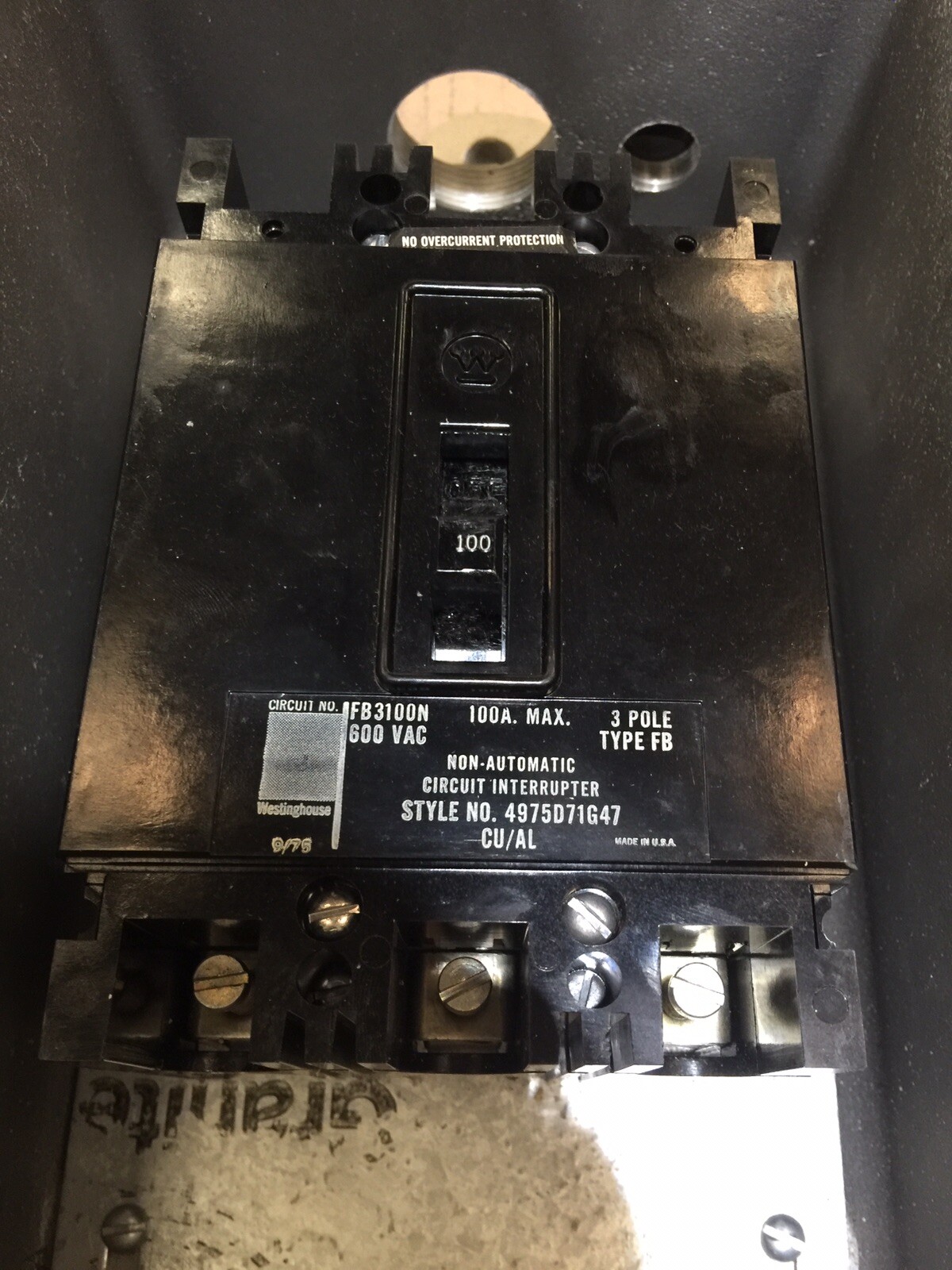 HOUSTON STOCK NEW CLASS 1 DIV X-FB-050 EXPLOSION 100 A NON FUSED DISCONNECT