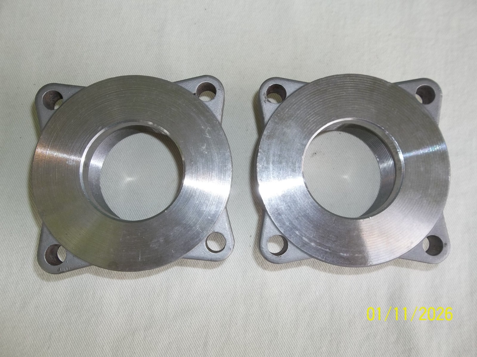 Pair of 4-BOLT PIPE THREADED FLANGE 2-1/4″ Diameter Bracket Mounts