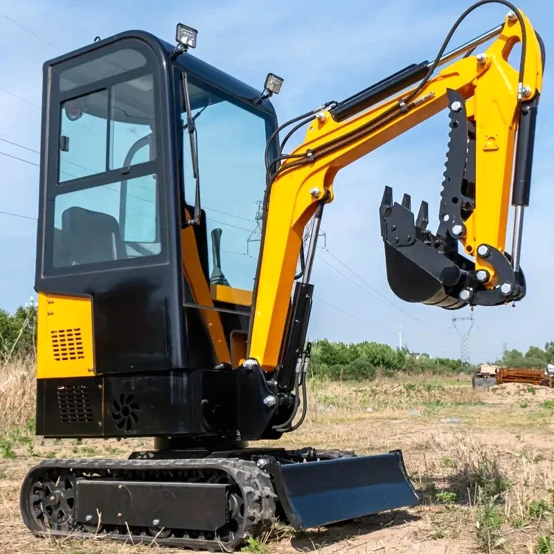 Enclosed cab 1.2Ton Mini Excavator With 9 Attachments Kit 13.5hp Mini Digger