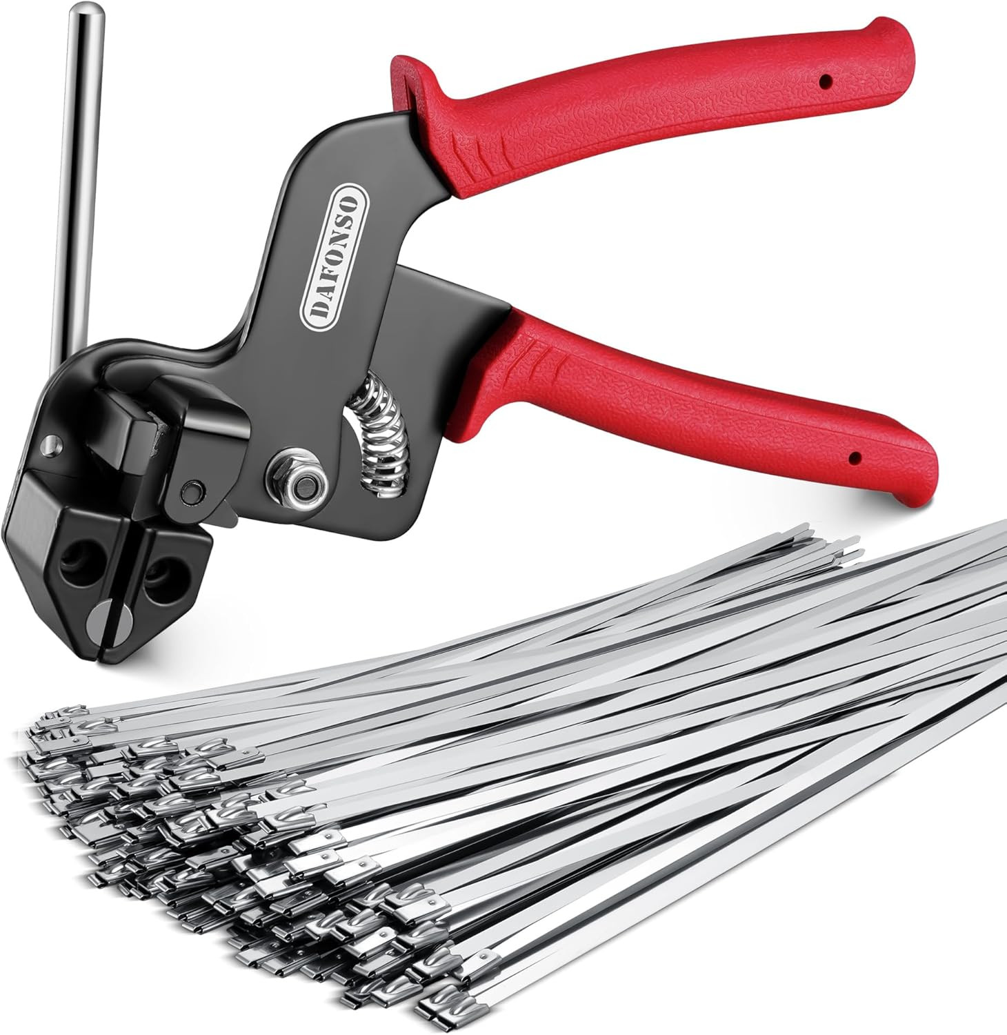 Stainless Steel Cable Tie Gun Kit-304 Heavy Duty Metal Zip Ties, 200LBS Tensile