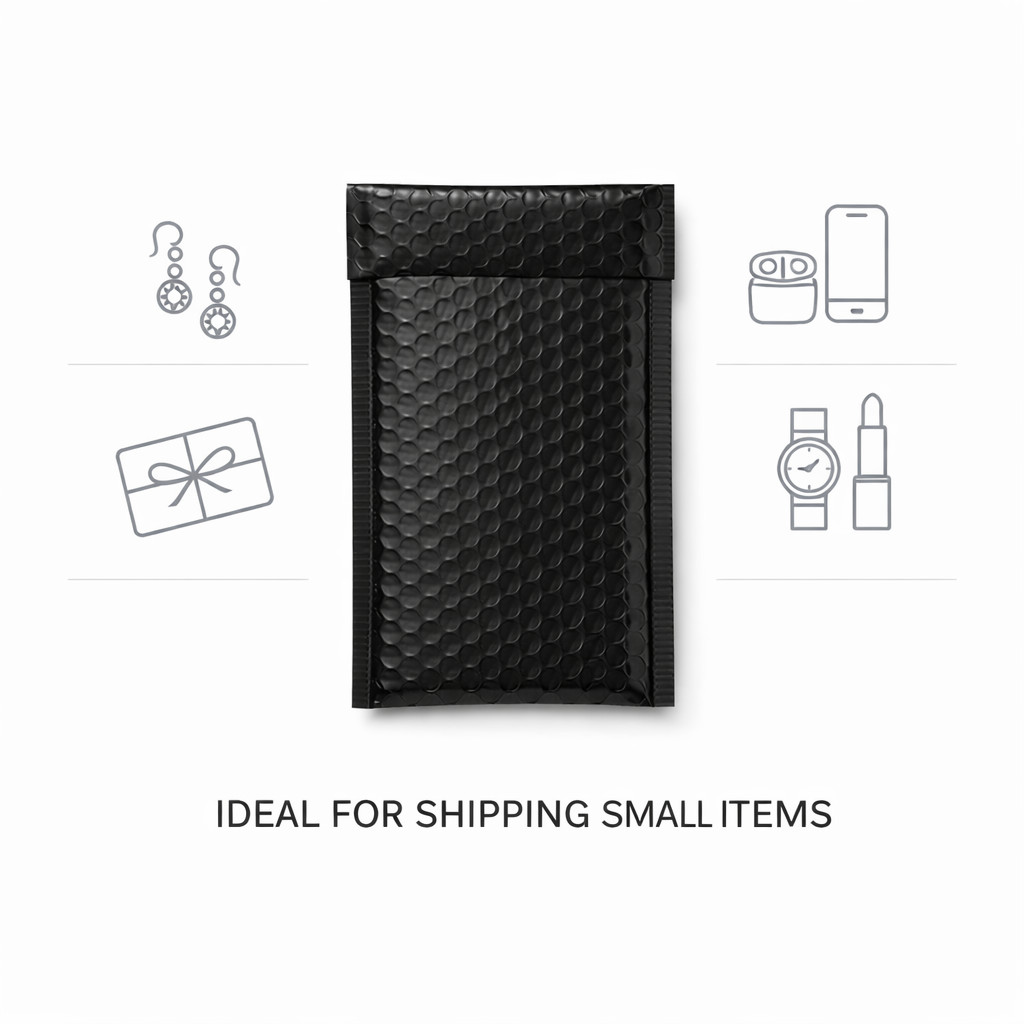 Black Poly Bubble Mailers #000 4×8 Padded Envelopes Self Seal Shipping Bags