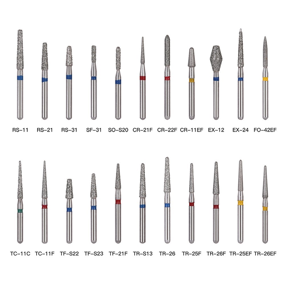 100 Types Dental FG Diamond Burs For High Speed Handpiece Friction Grip 50pcs