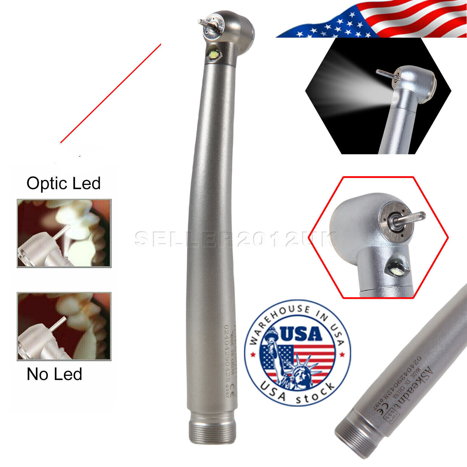 Dental Fiber Optic LED E-generator High Speed Handpiece 2HOLE Borden