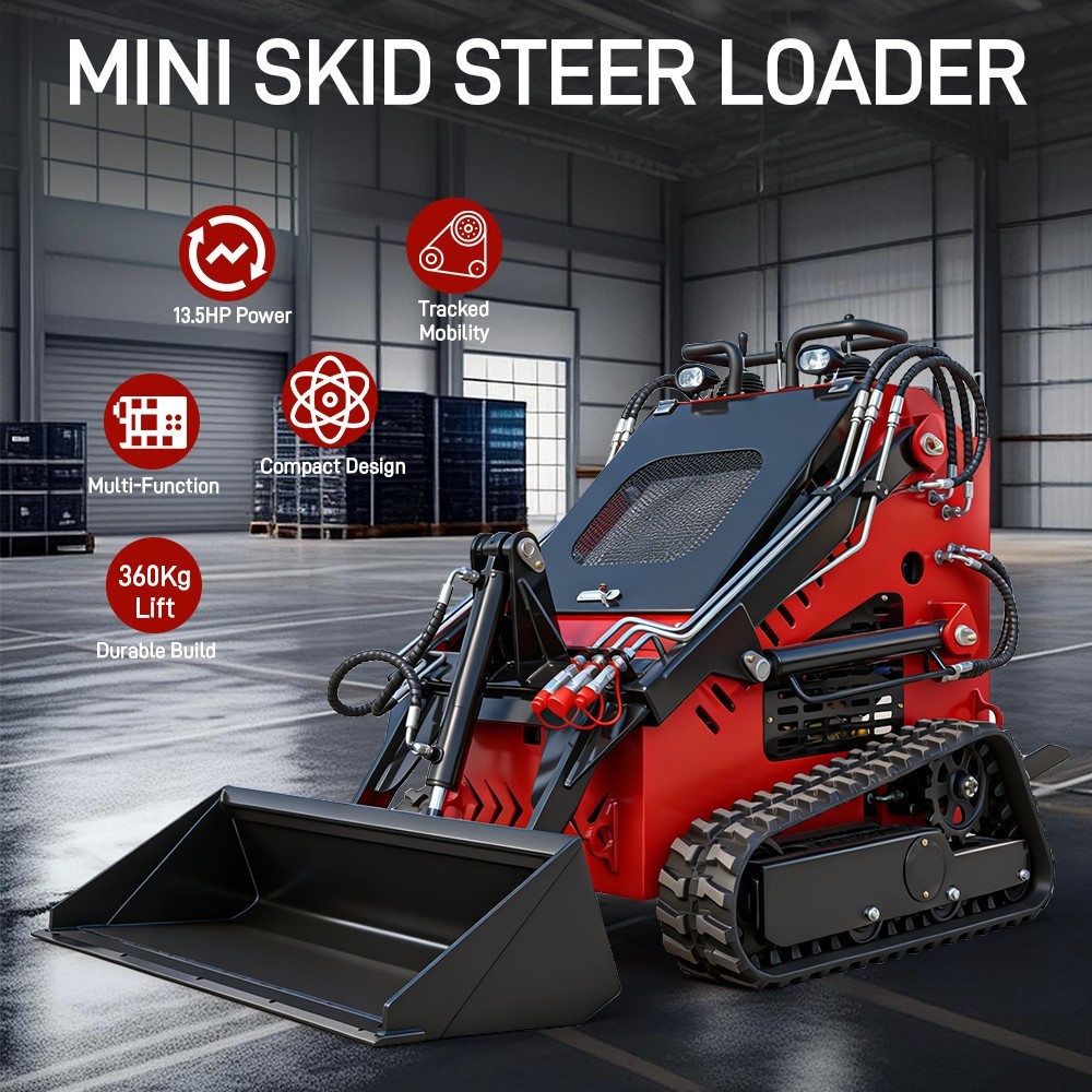 2025 Mini Crawler Track Skid Steer Loader B&S 13.5HP EPA Gas Vertical