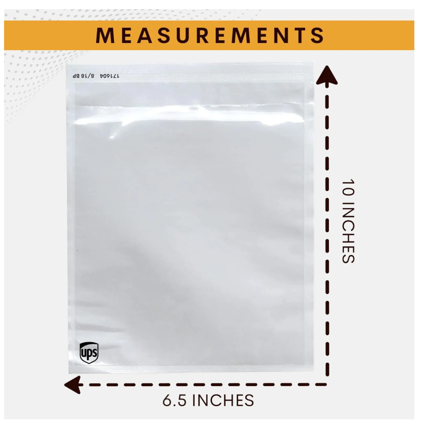 1,000 UPS Shipping Label Pouches 6.5” x 10” Self Adhesive Packing Slip Sleeve