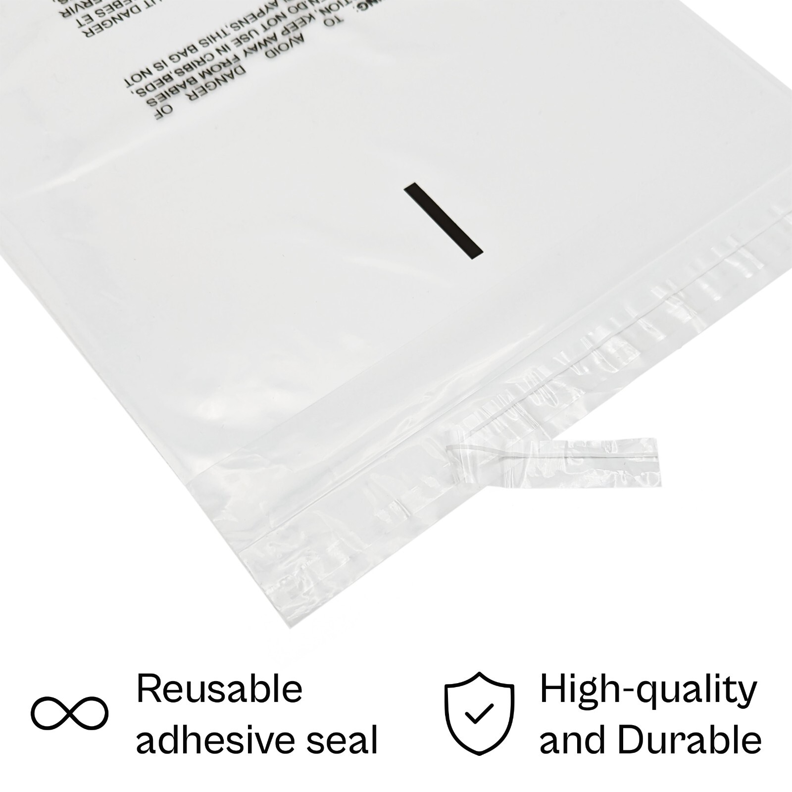 Clear Resealable Suffocation Warning Zipper Plastic Poly Bags 1.5 Mil 500-10000