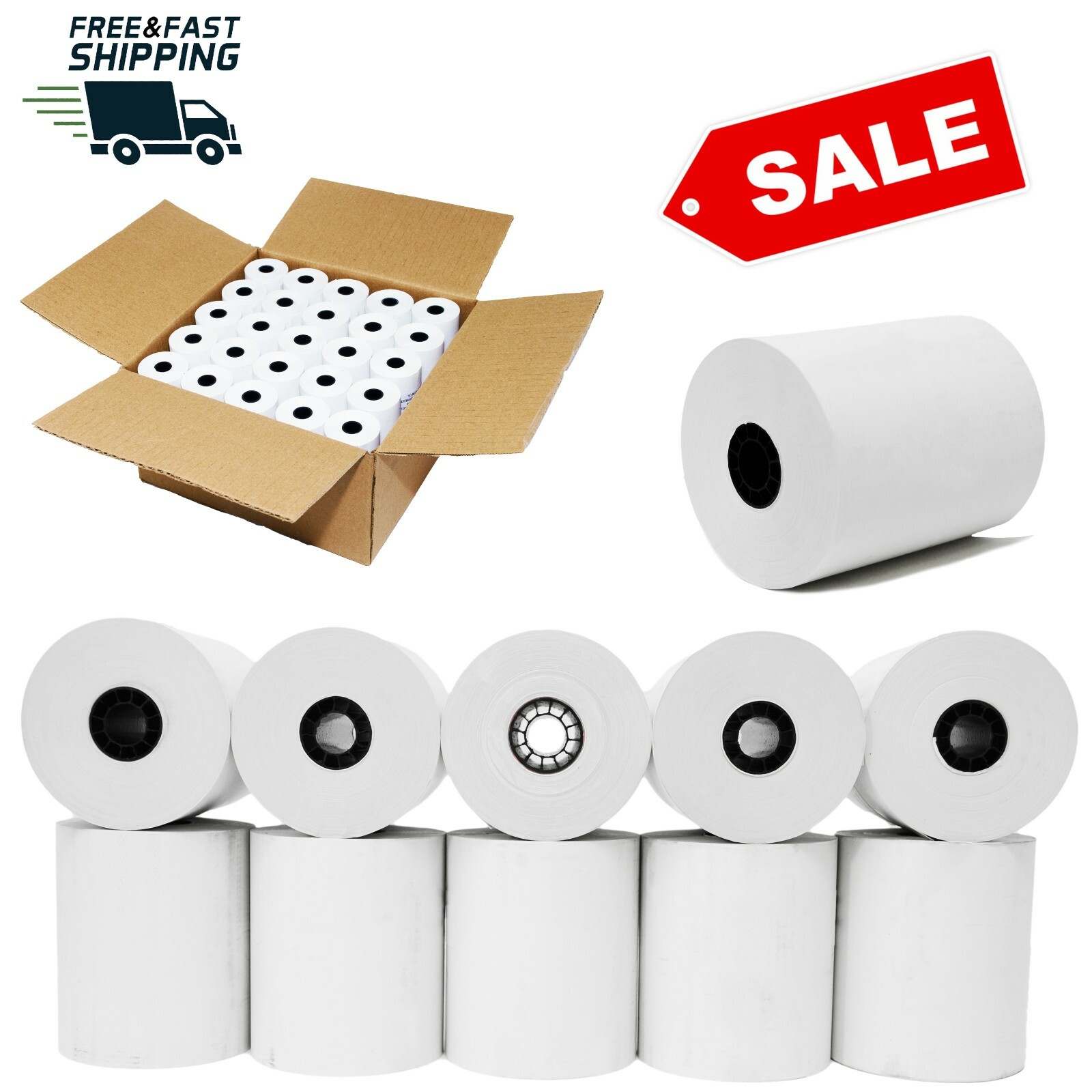 Thermal Paper Receipt Rolls 3-1/8″ x 230′ White 50 Rolls POS Cash Register Tape