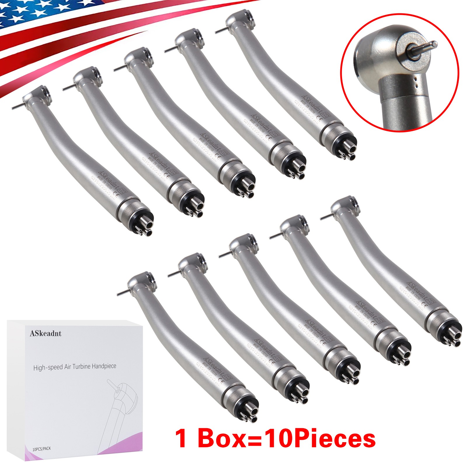 NSK PANA MAX Style Dental High Speed Handpiece Push Button 4Hole Clean Head BURR