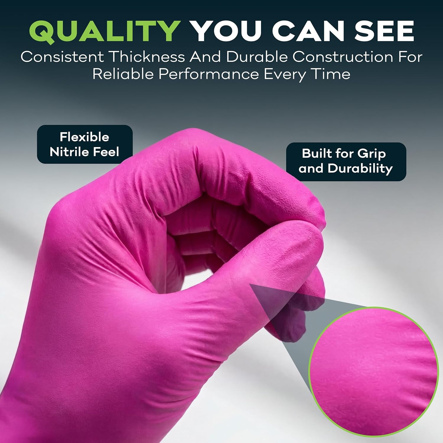Fuchsia Hot Pink Disposable Gloves 3 Mil Exam Powder Free Latex Free Fit Comfort