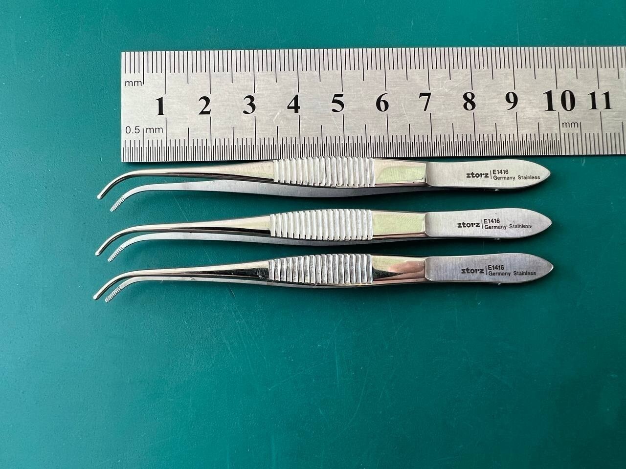 Storz E1416 Bracken Curved Iris Forceps 98mm Ophthalmic Lot of 3 Germany