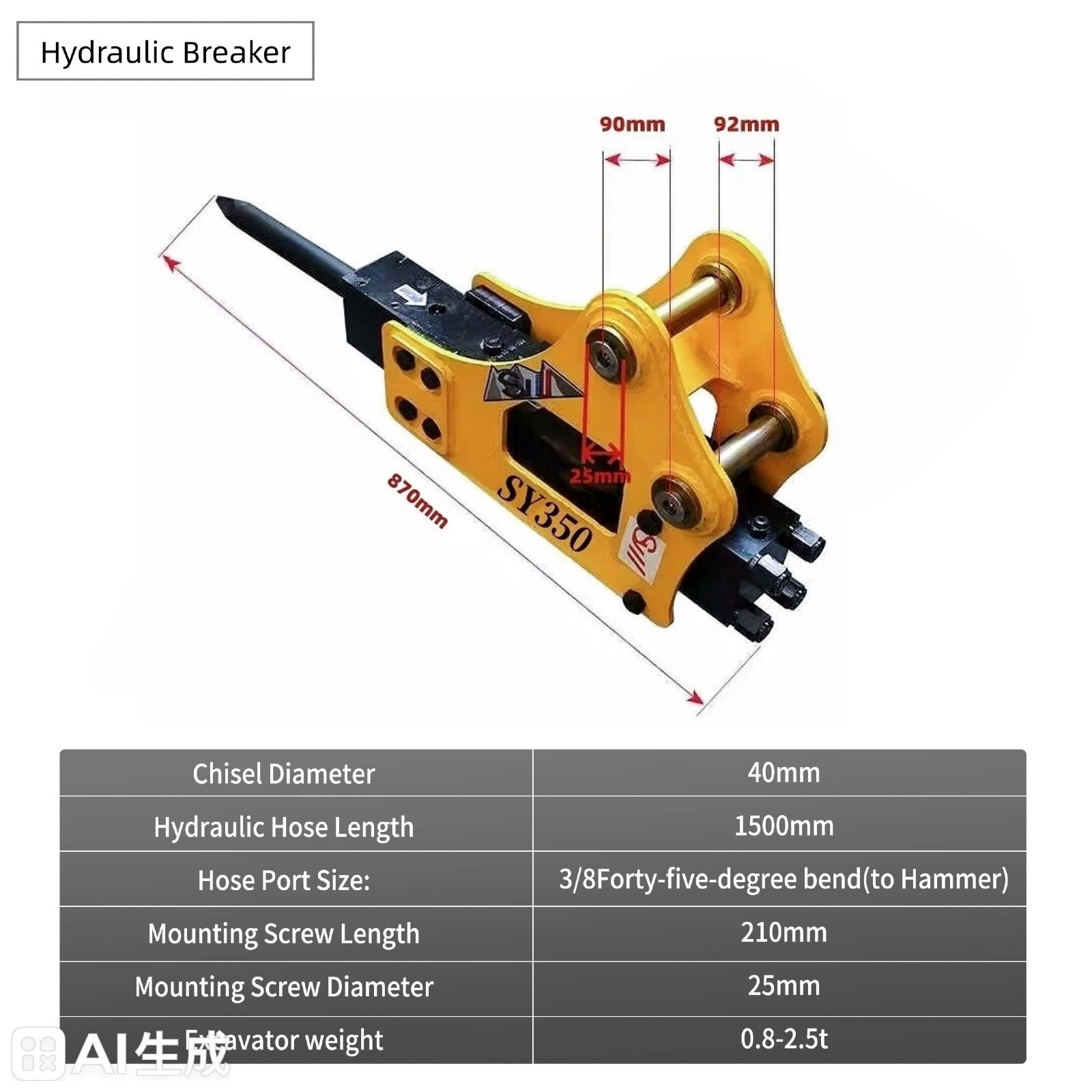 Mini Excavator Attachments 9-in-1 Set, Ripper, Rake, Auger, Bucket, Thumb,Quick