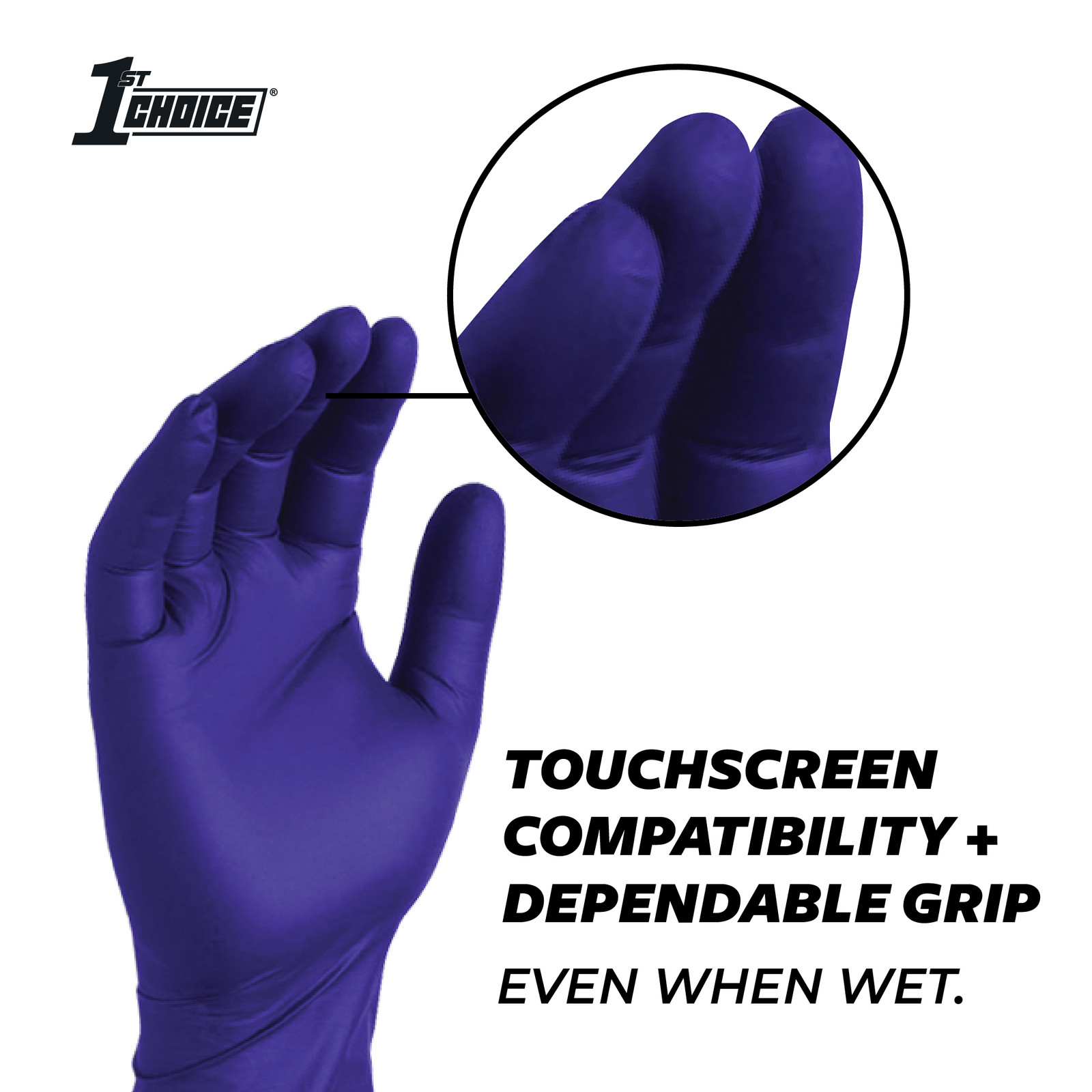1st Choice 1EIN Medium Nitrile Exam Gloves, 100 Count, Powder-Free,