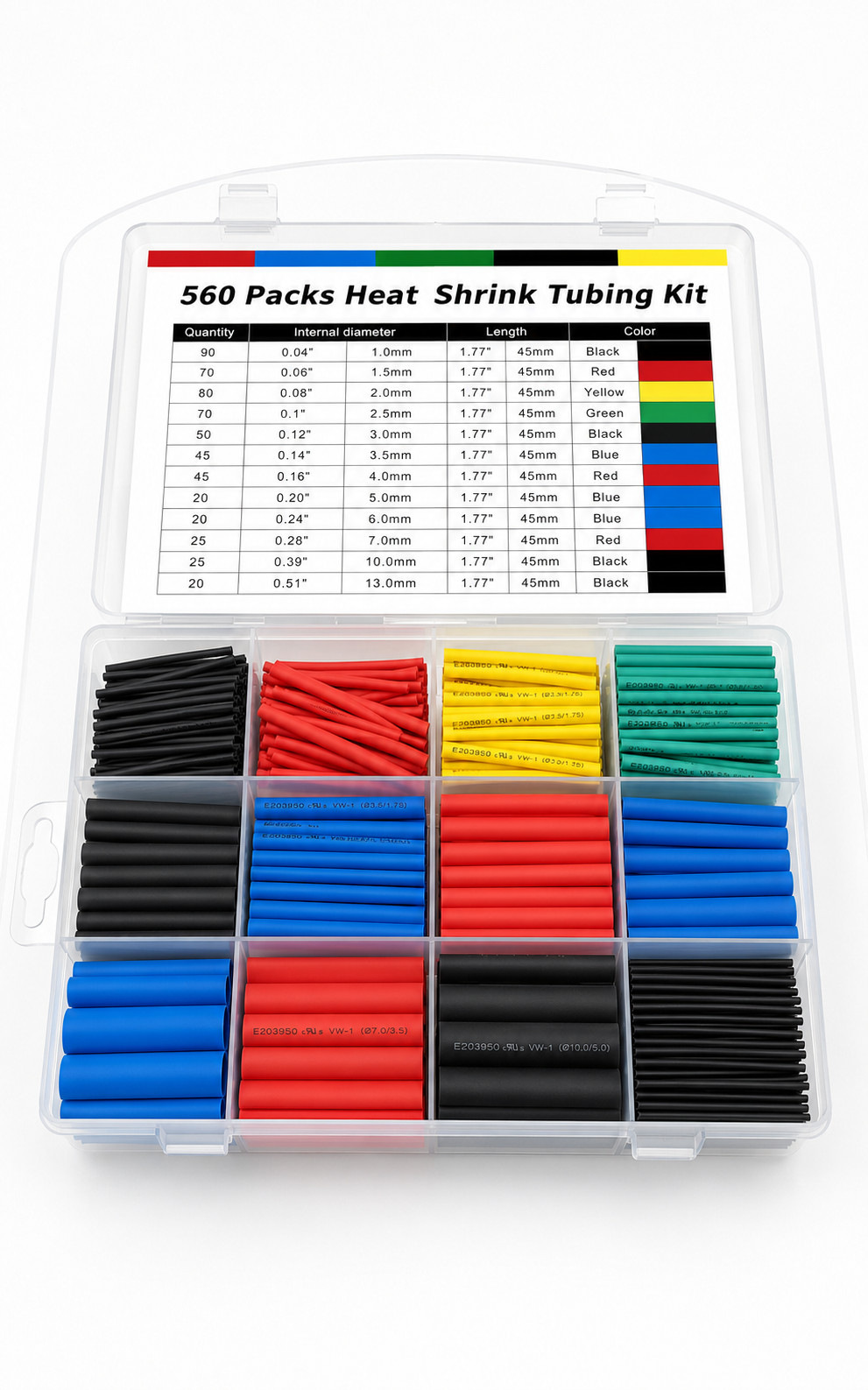 HEAT SHRINK Tubing Sleeve 2:1 Shrinkable Tube Wire Cable Assortment Kit 560PCS