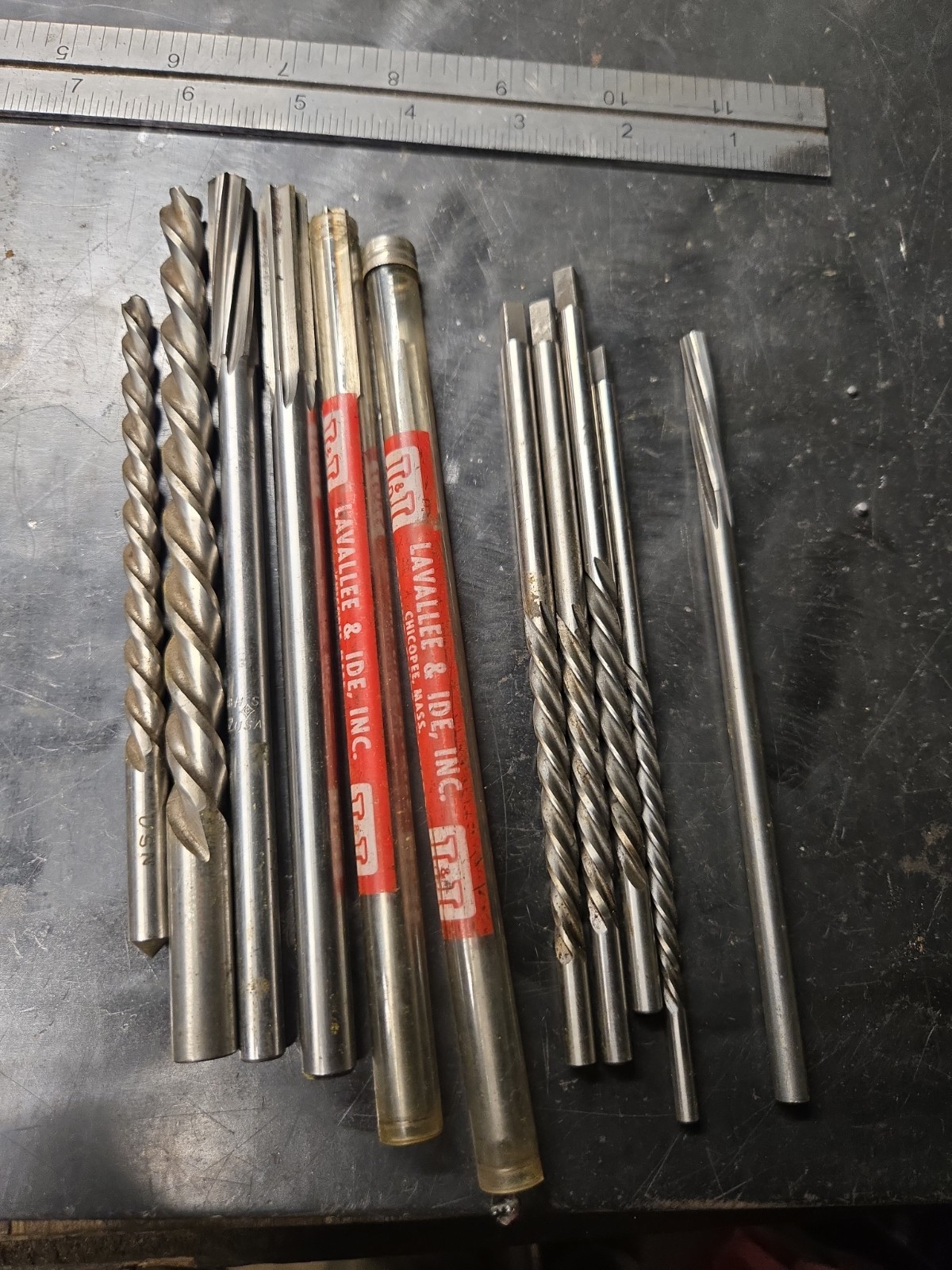 Vintage HSS Reamer Drill Bit Lot Lavallee Ide USN Machinist Tooling USA